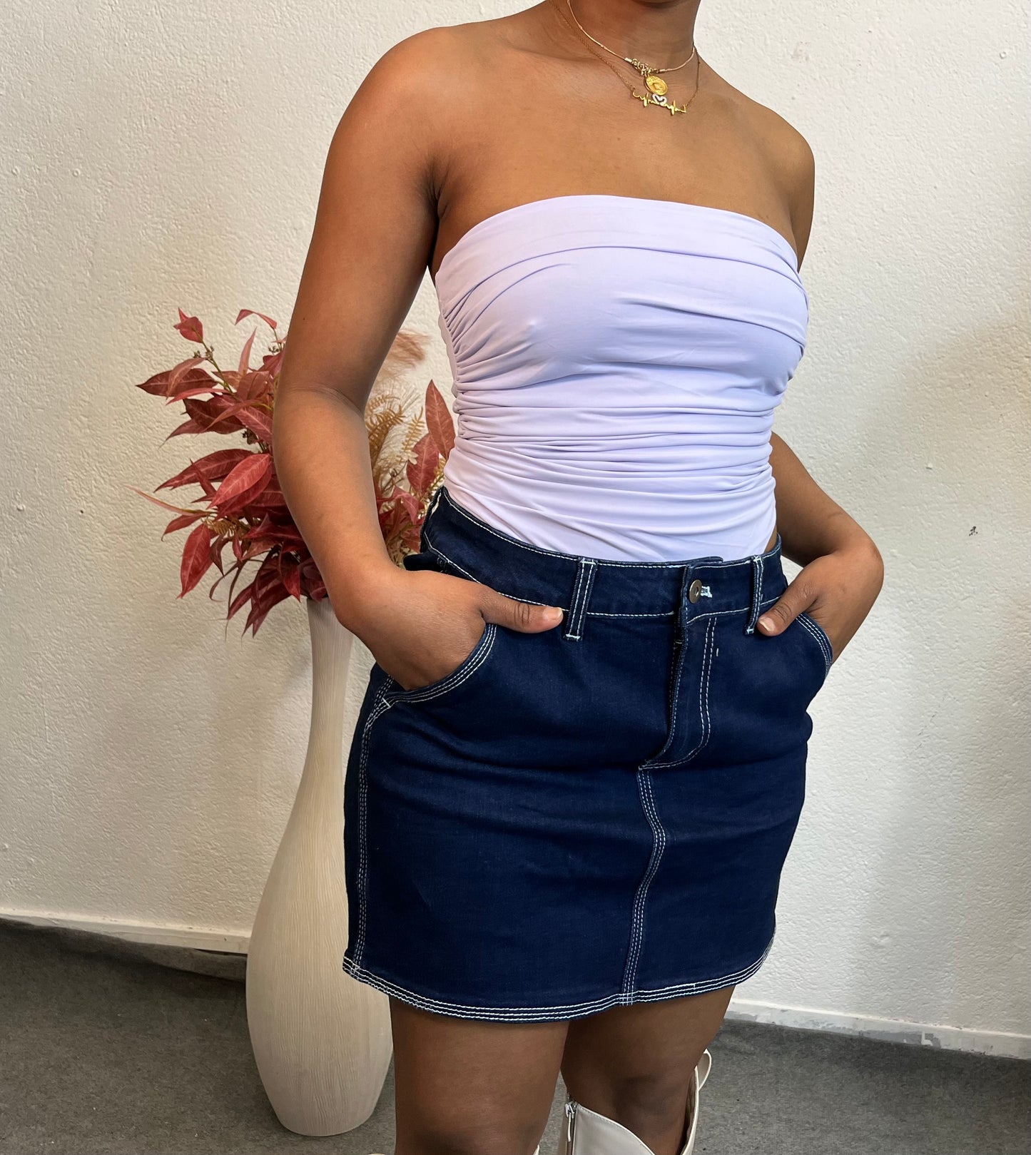 Jupe en denim brut - couture apparente