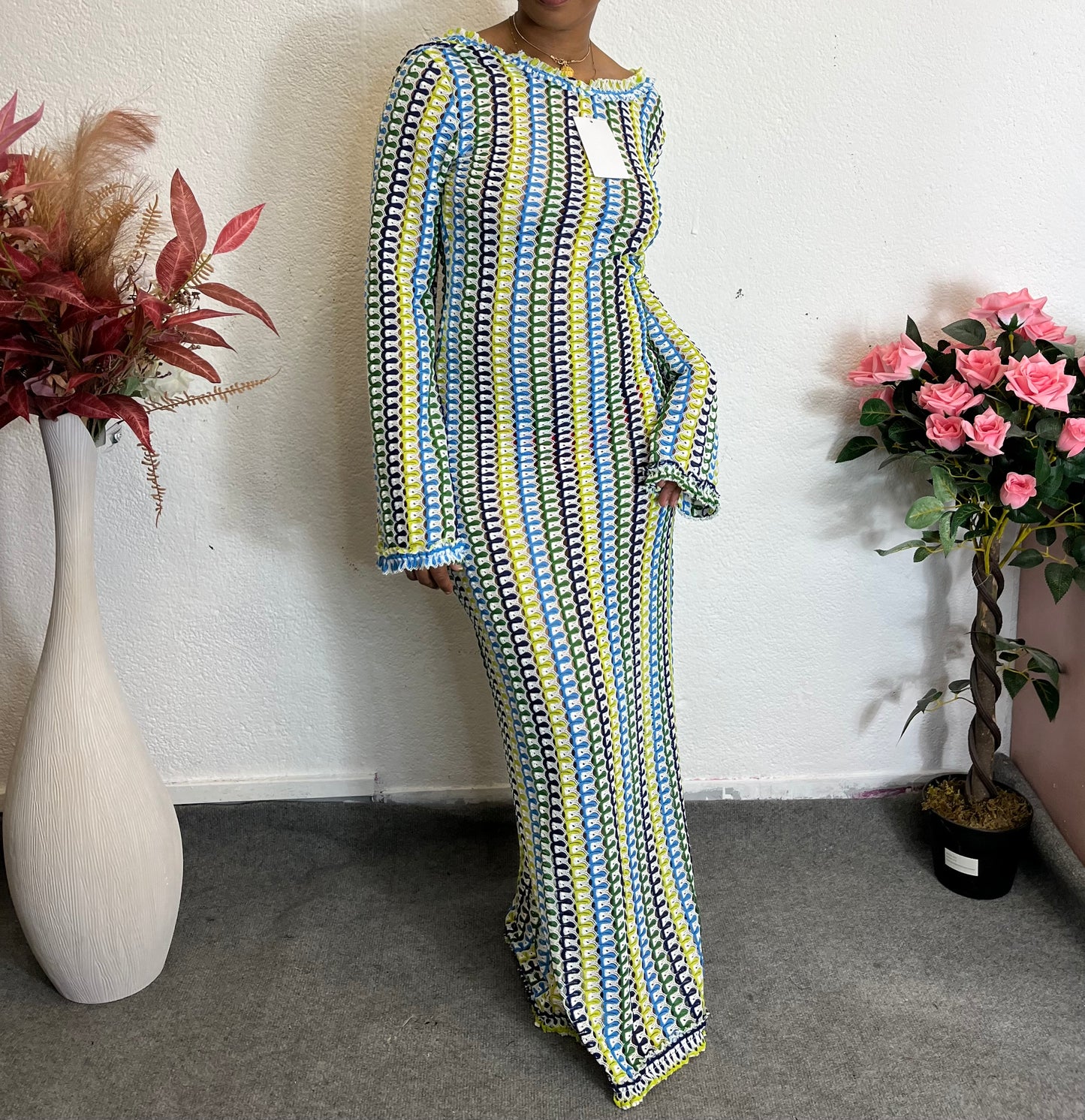 Robe Longue Dos Nu à Imprimé Graphique