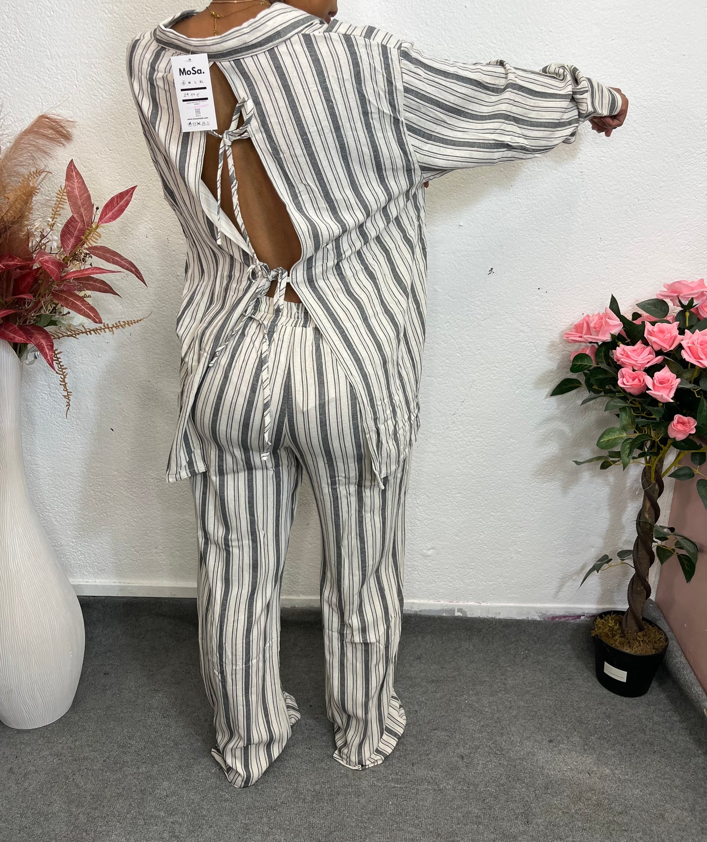 CHEMISE À RAYURES DOS LACÉ – TAILLE UNIQUE