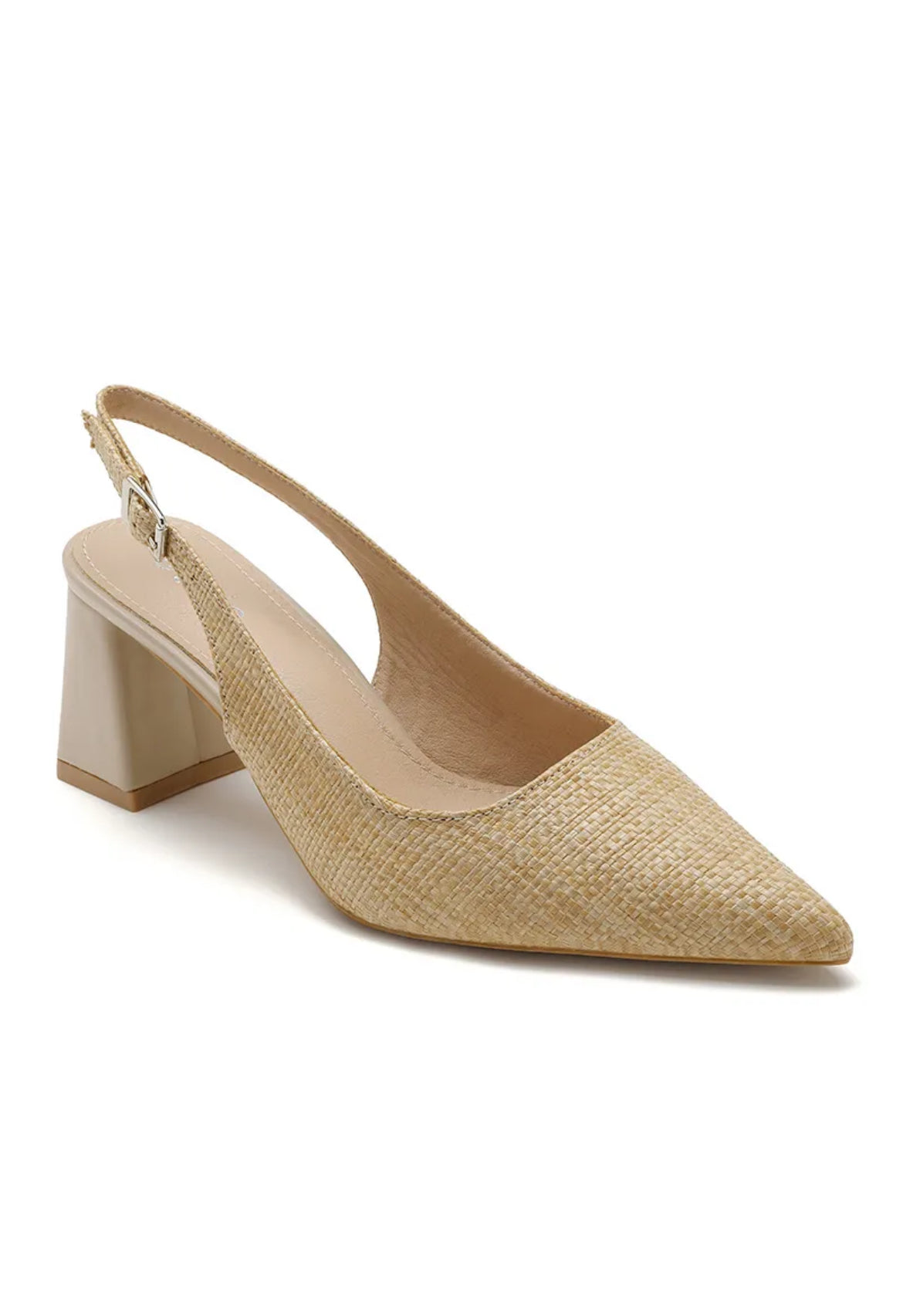 Slingbacks Jaune Tressées à Talons Beiges