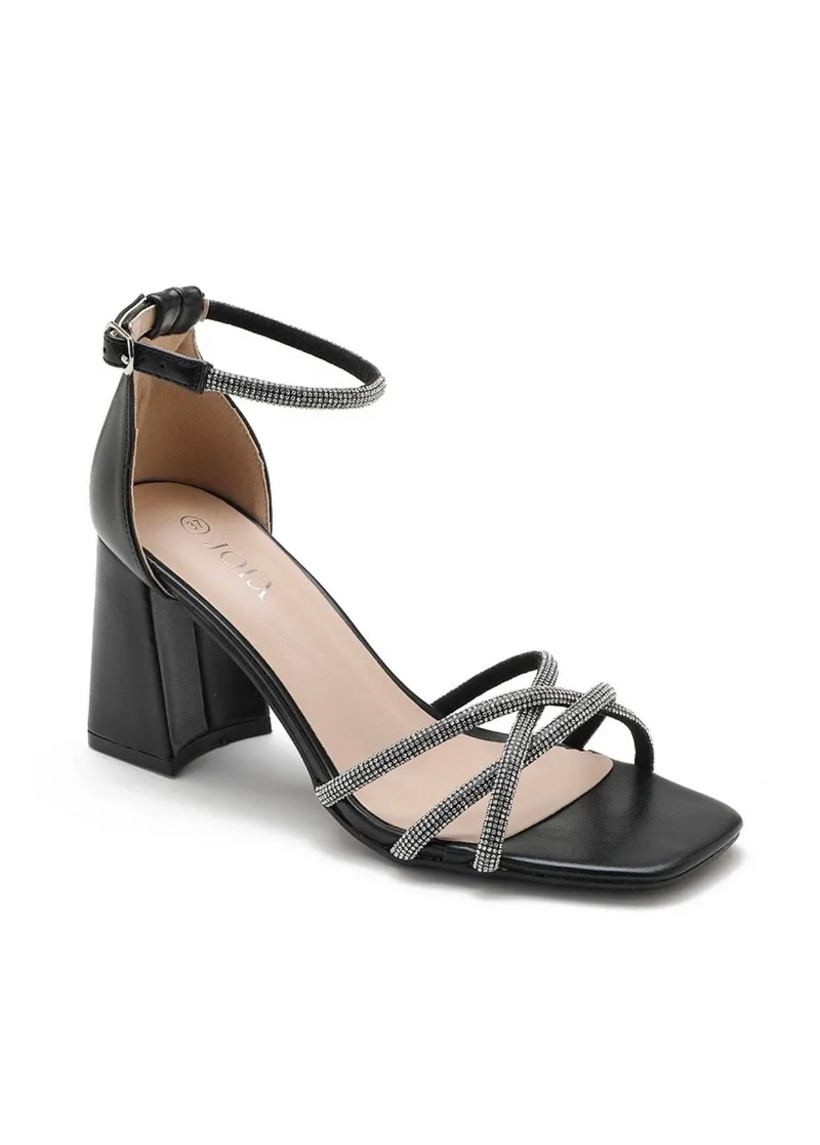 Sandales à Talons Noires à Strass