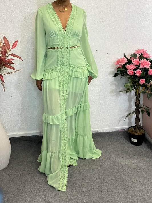 Robe longue bohème “Romana” – Vert menthe ou Lavande