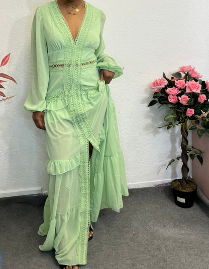 Robe longue bohème “Romana” – Vert menthe ou Lavande