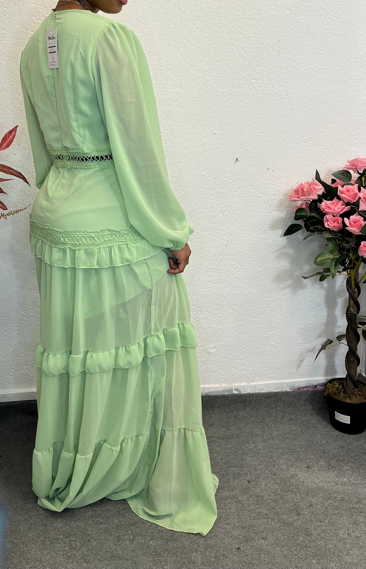 Robe longue bohème “Romana” – Vert menthe ou Lavande
