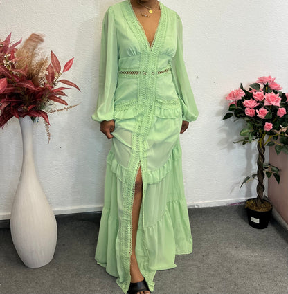 Robe longue bohème “Romana” – Vert menthe ou Lavande