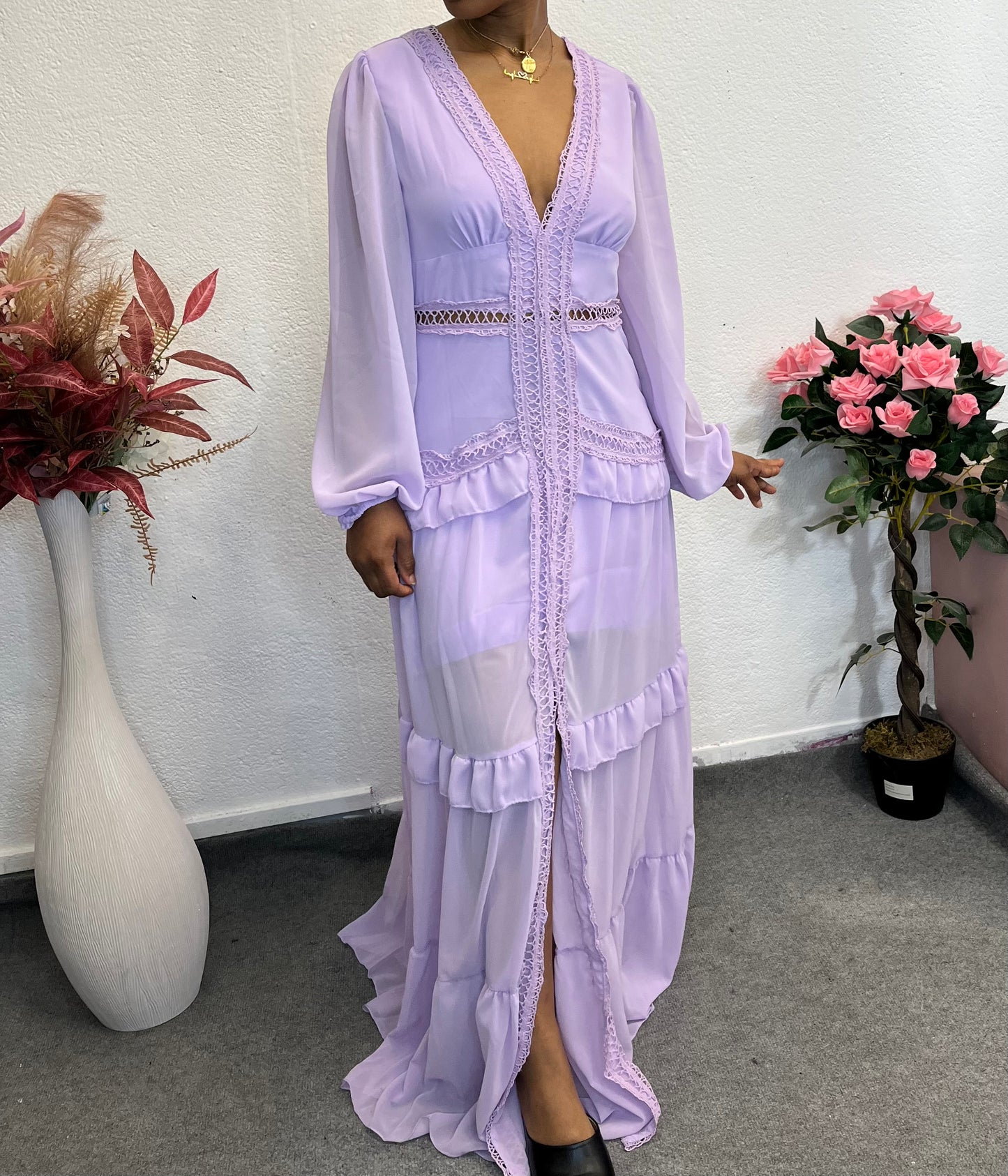 Robe longue bohème “Romana” – Vert menthe ou Lavande