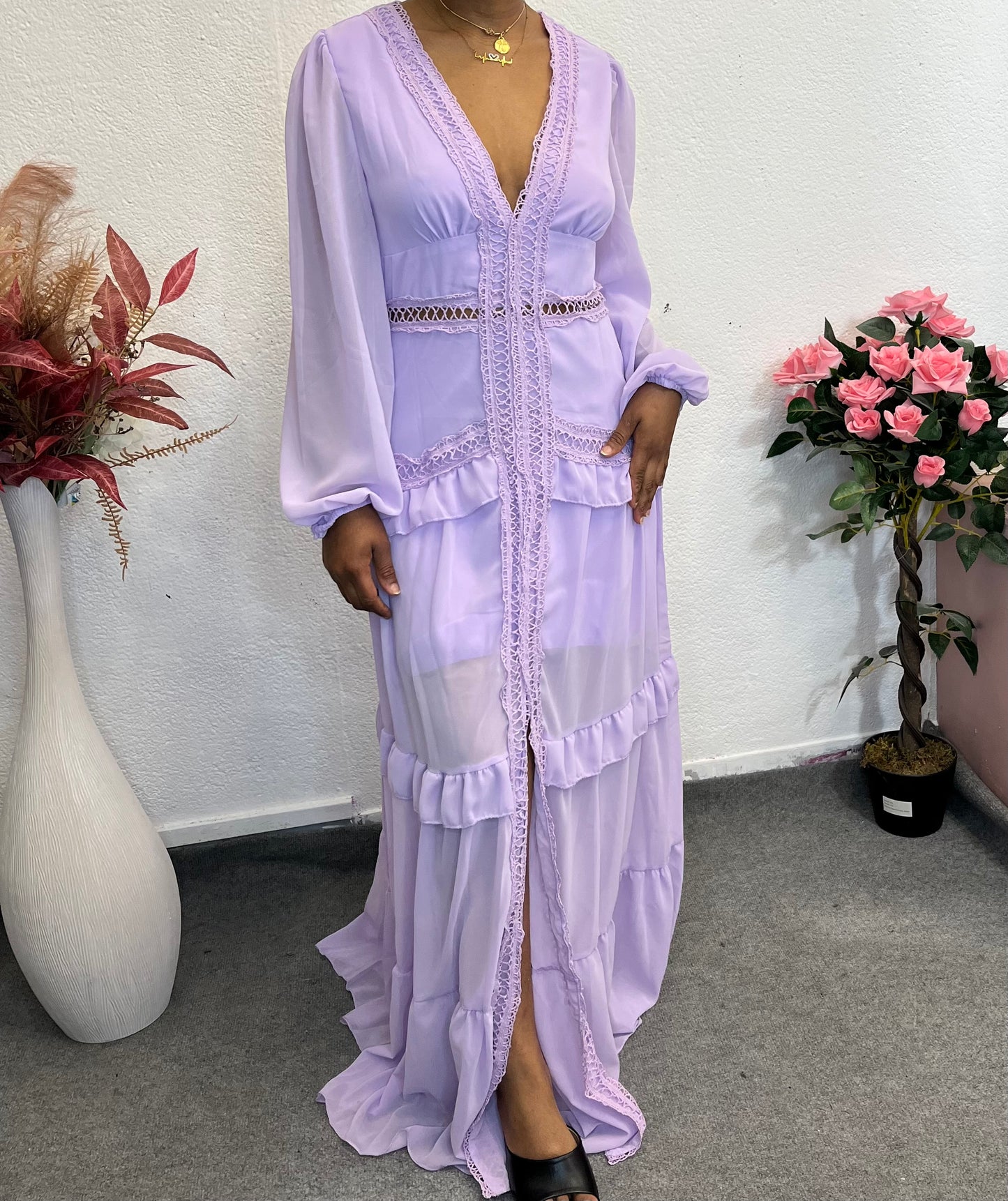 Robe longue bohème “Romana” – Vert menthe ou Lavande
