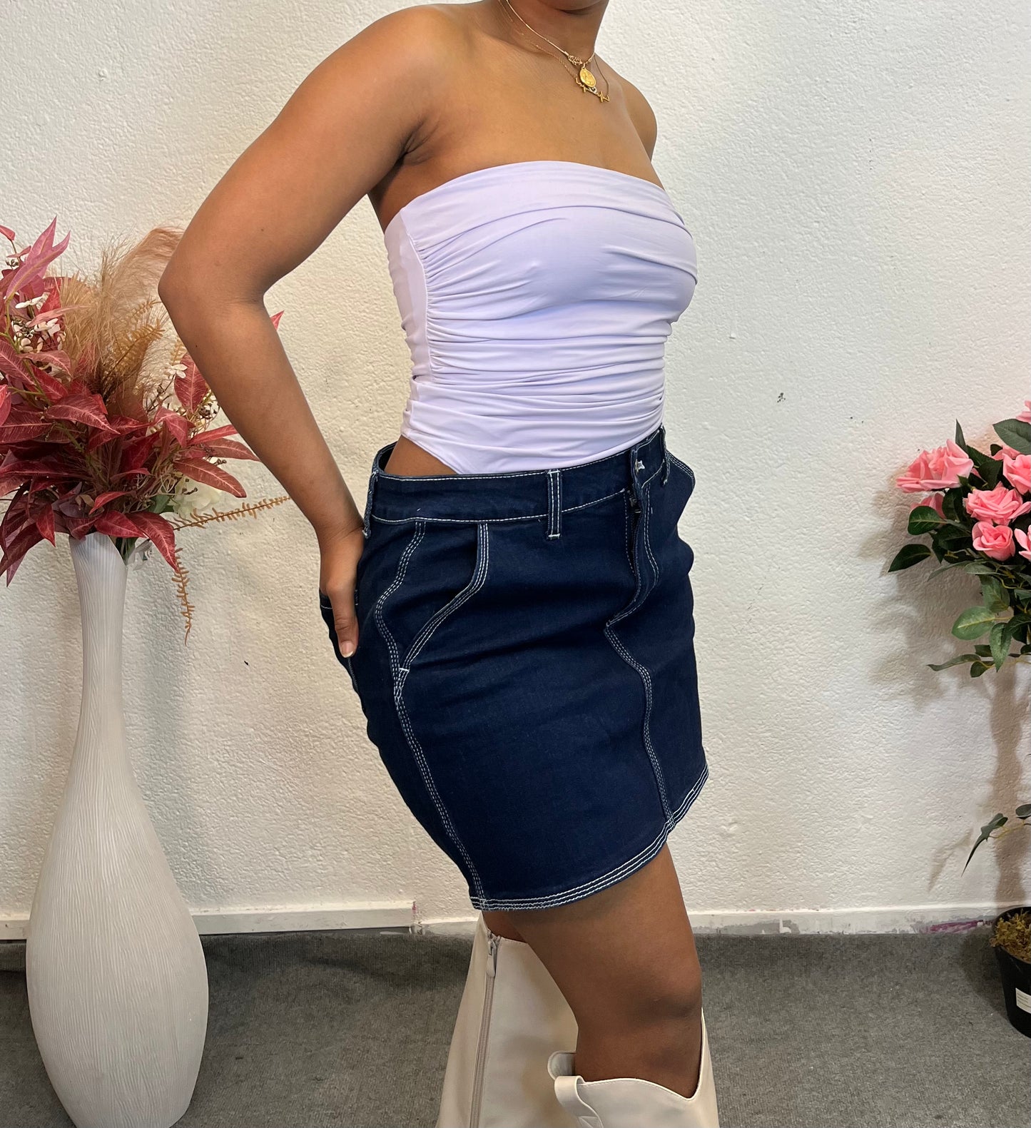 Jupe en denim brut - couture apparente