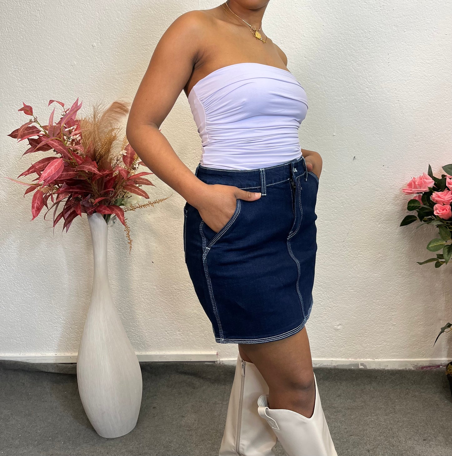 Jupe en denim brut - couture apparente