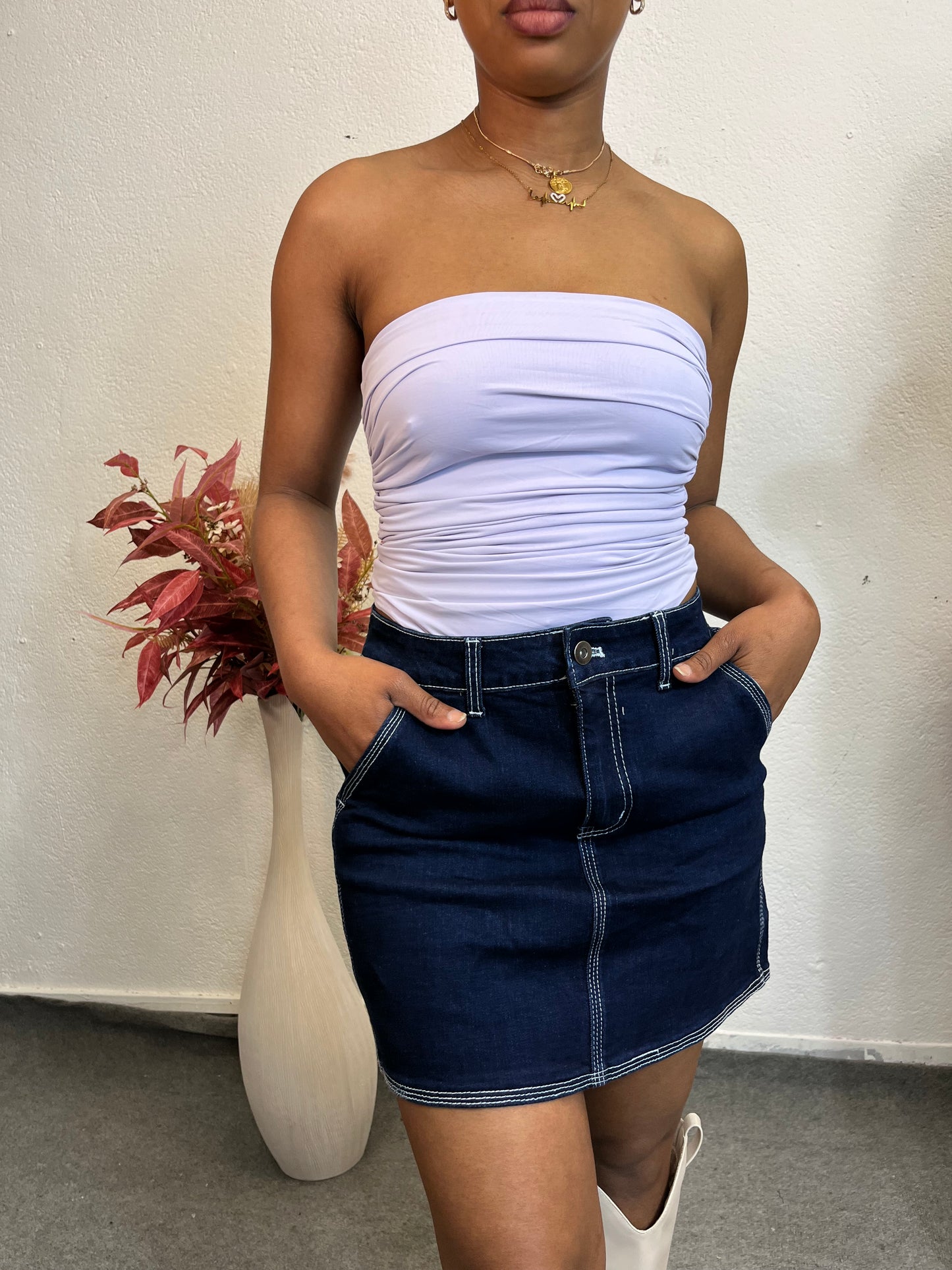 Jupe en denim brut - couture apparente