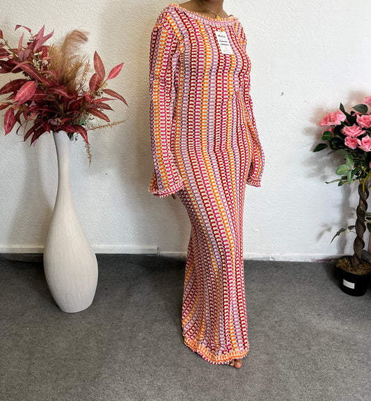 Robe Longue Dos Nu à Imprimé Graphique