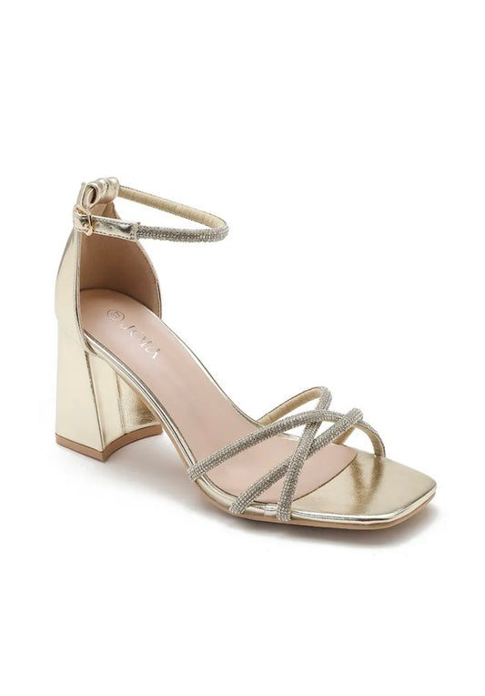 Sandales Dorées à Talons et Strass